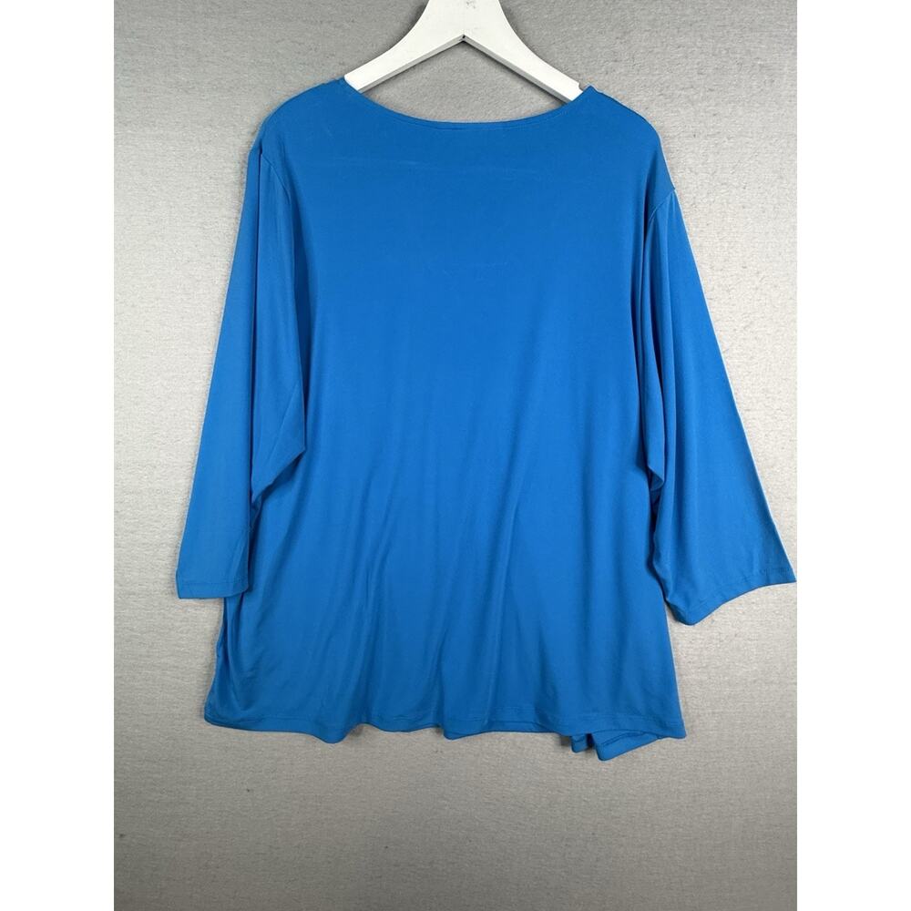 Susan Graver Liquid Knit Tunic Womens 3x Ruched Front Tunic Blue Stretchy Mature - Picture 5 of 9